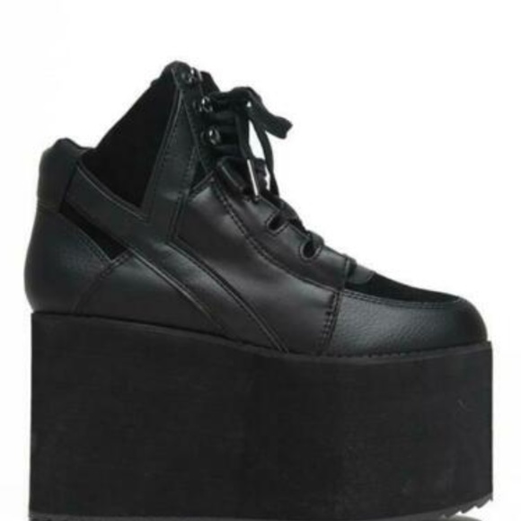 YRU Qozmo Hi 2 Black Adult Womens Platform Shoe - Picture 3 of 8